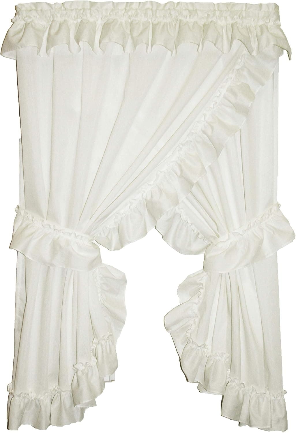 Allison Ruffled Priscilla Window Curtains Pair 174 Inch W by 63 Inch L, Natural