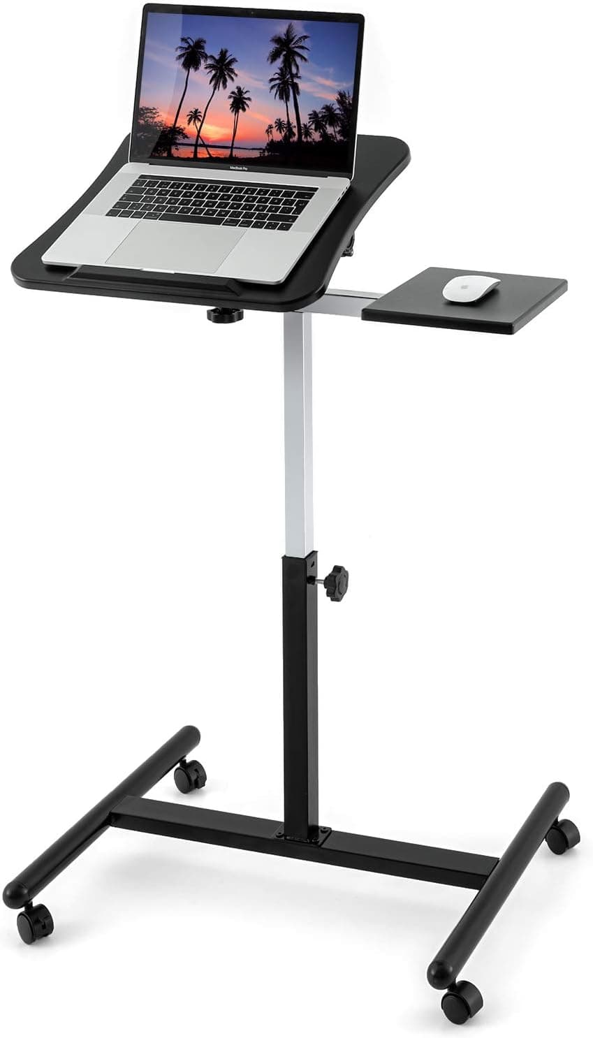 Tatkraft Vanessa Portable Laptop Desk Adjustable Laptop Stand for 7-17” Laptops, MacBook, Comfortable Rolling Laptop Desk for Your Home Office
