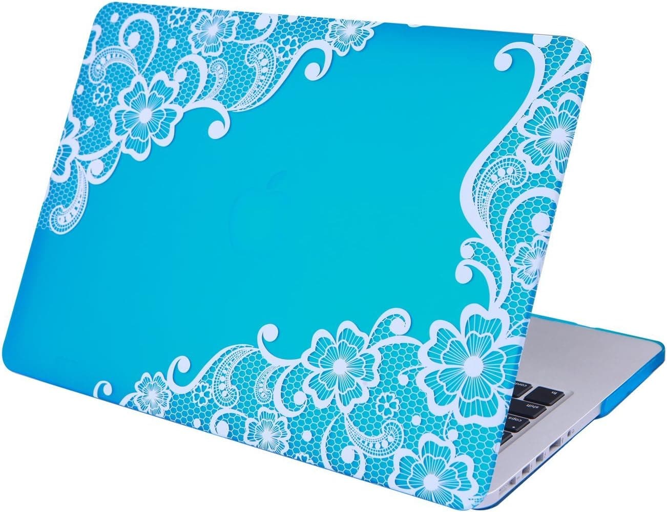 MacBook 13.3" Pro Case [Retina], HDE Rubberized Plastic Cover Snap On Hard Shell - Fits Model A1425 / A1502 [No CD Rom] (Teal Lace)