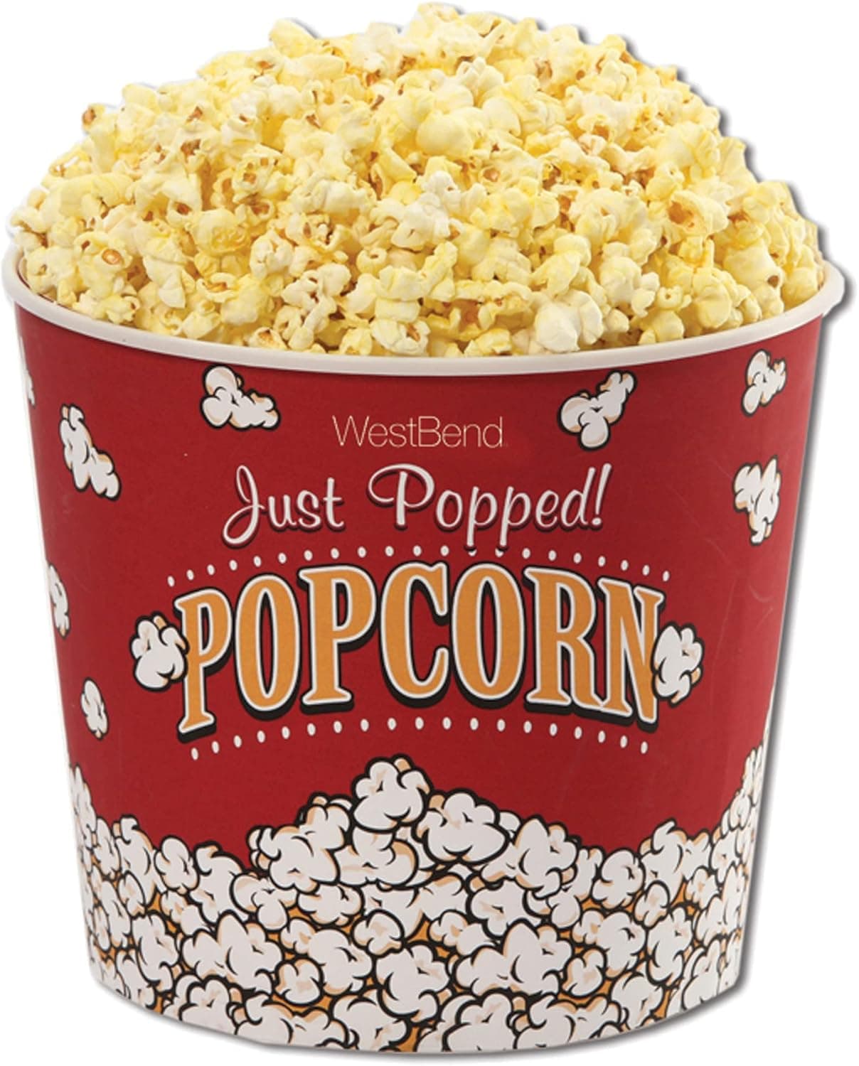West Bend Reusable Theater Popcorn Bucket Dishwasher-Safe, 7-Quart, Red