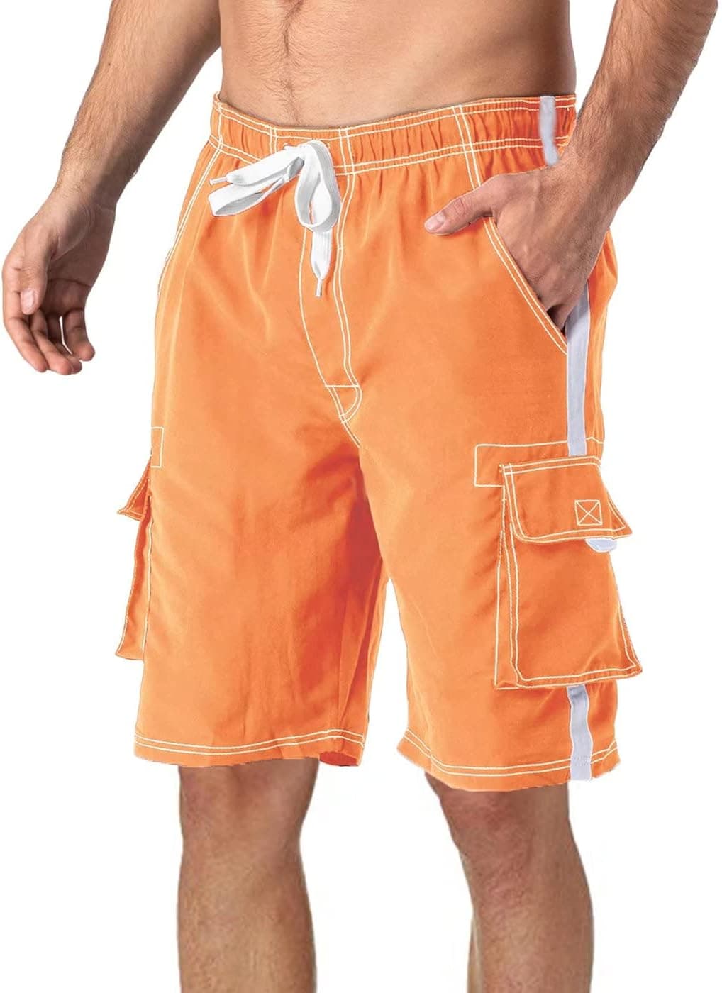 MAGCOMSEN Men's Swim Trunks with Mesh Liner 4 Pockets Quick Dry Beachwear Swimuits Board Shorts