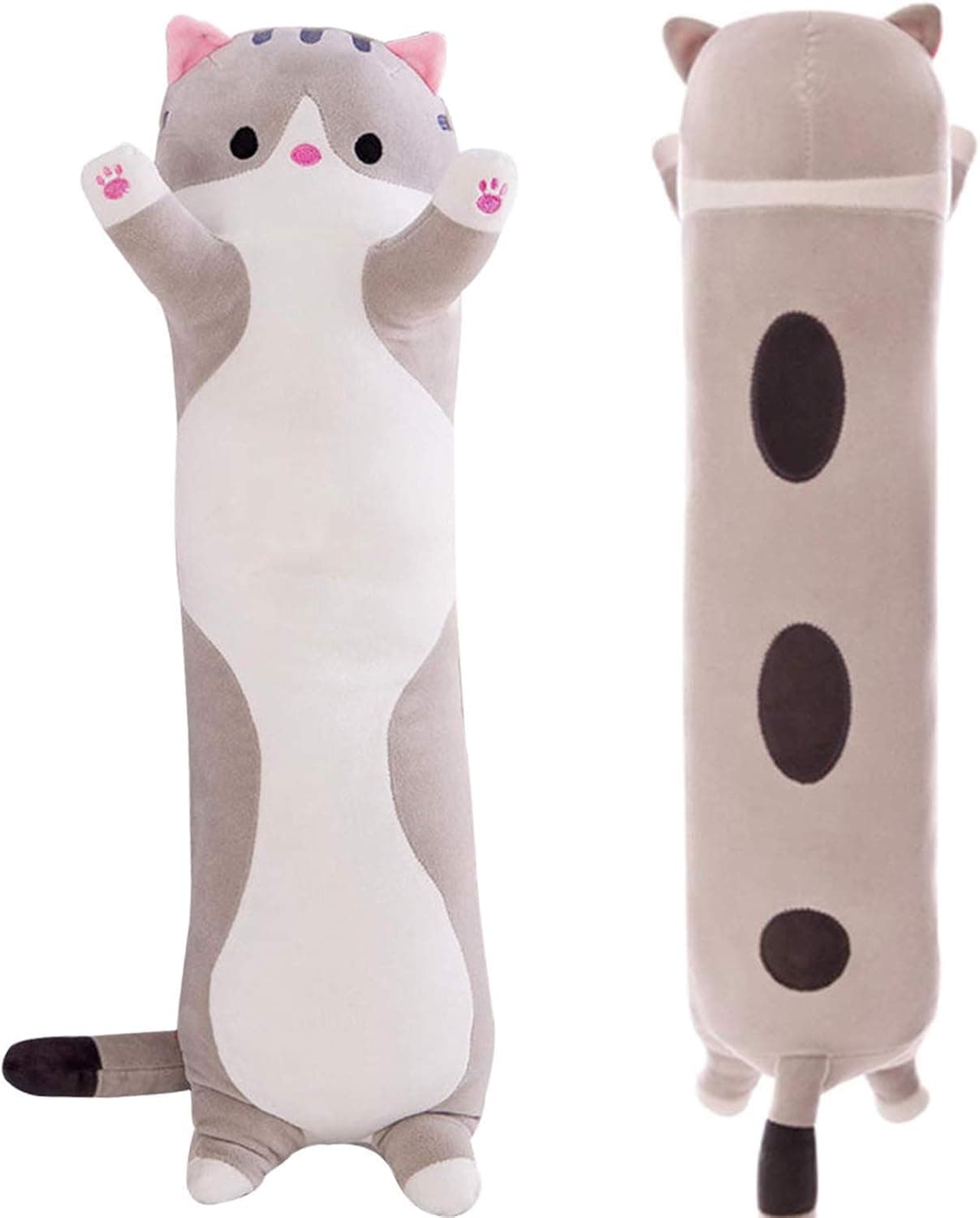 PTAbiao Cute Long Cat Plush Pillow 35.4 inch Soft Stuffed Kitten Pillow Doll Toy (Gray)
