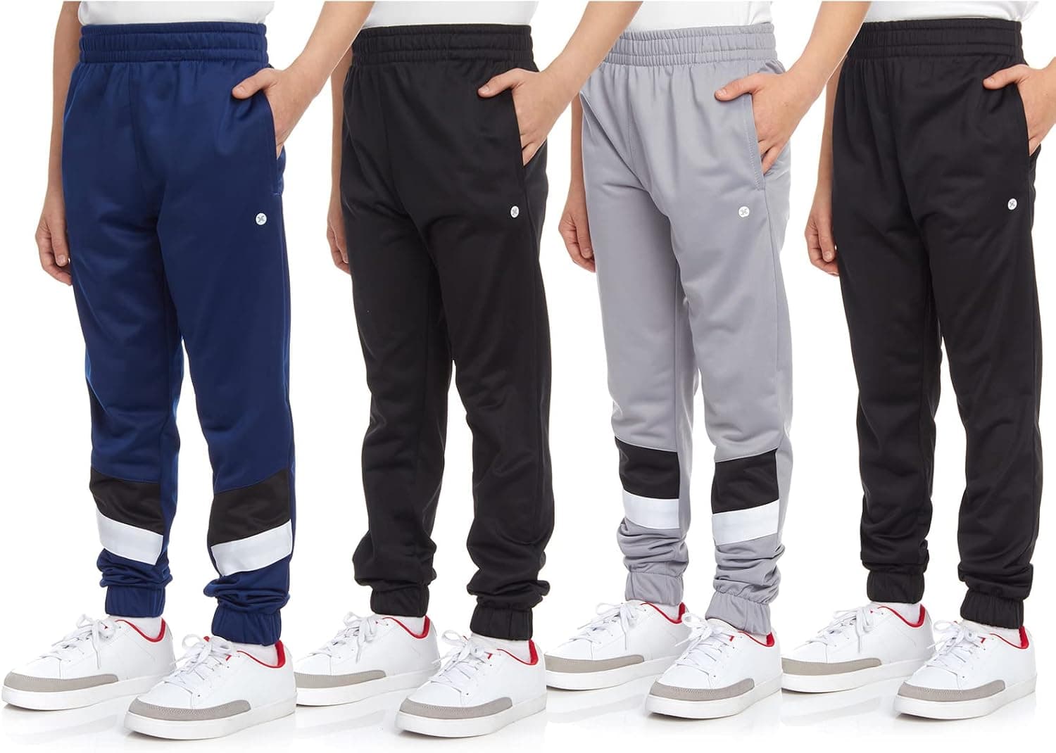 RBX Boys’ Sweatpants – 4 Pack Active Tricot Warm-Up Jogger Track Pants (Size: 4-20)