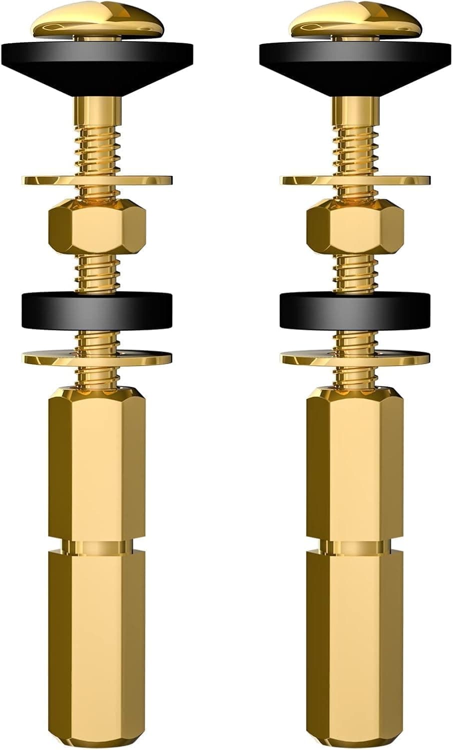 SAMODRA 2 Pcs Toilet Tank to Bowl Bolt Repairs Kits, Toilet Bolts for Tank Solid Brass with Extra Long Nuts Easy to install and Double Gaskets for Fastening （1 Pair）