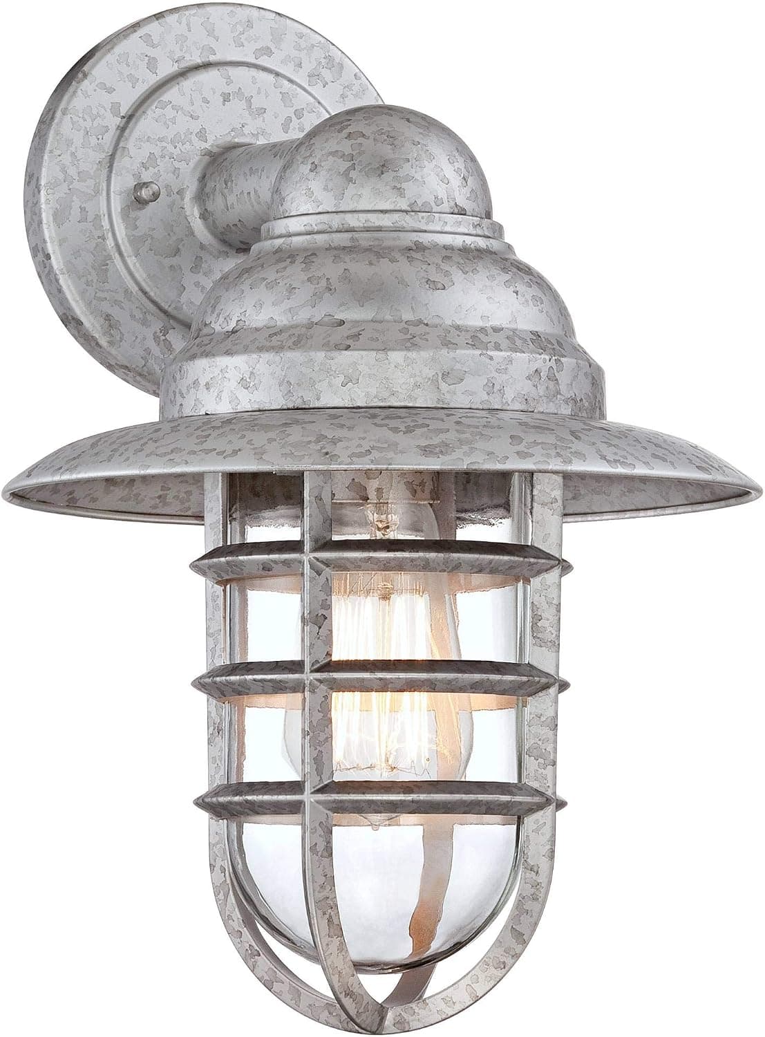 John Timberland Marlowe Rustic Industrial Farmhouse Outdoor Wall Light Fixture Galvanized Hooded Cage 13" Clear Glass for Exterior Barn Deck House Porch Yard Patio Outside Garage Front Door