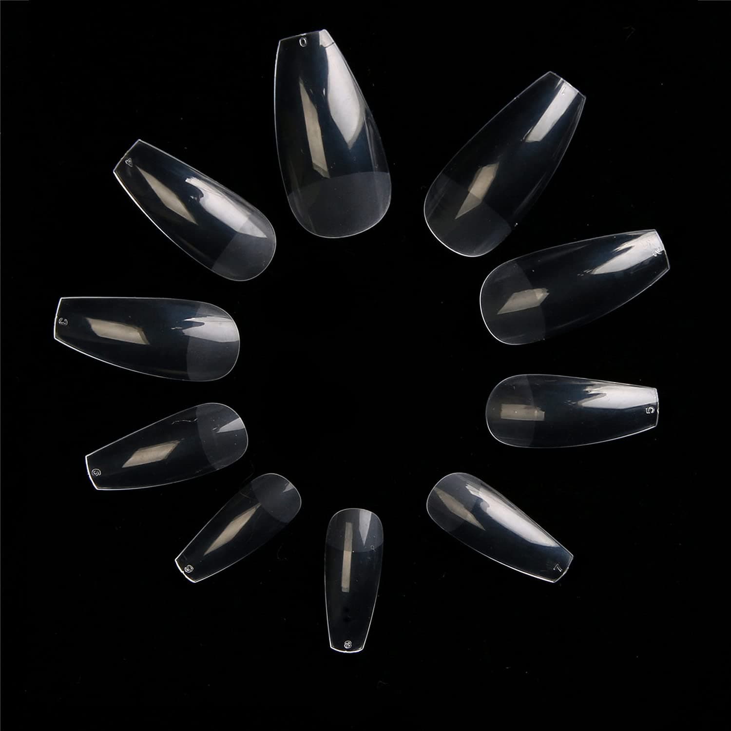 Coffin Nails 600PCS Clear Ballerina Fake Nails Full Cover Long Nail Tips 10 Sizes by E EVEBYRA