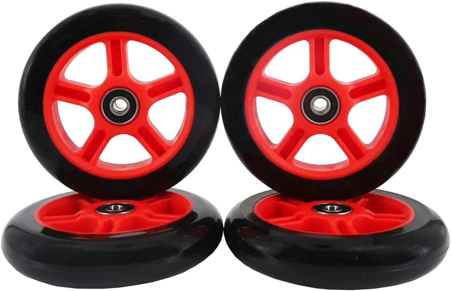 FREEDARE Scooter Wheels with Bearings Scooter Replacement Wheels 120mm 4PCS（Red)