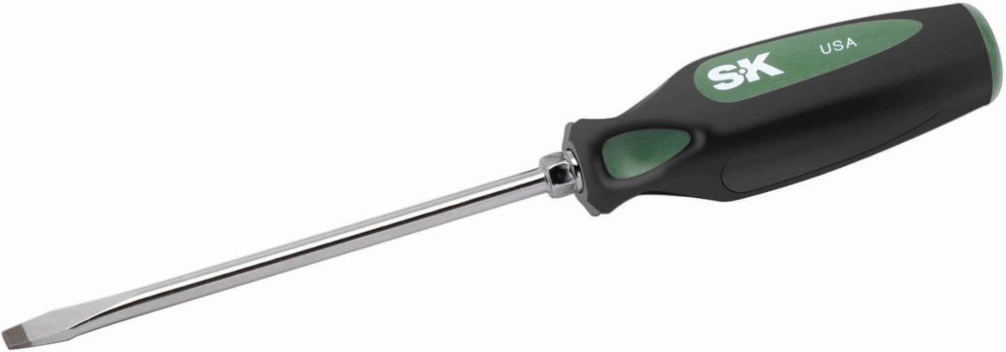 SK Hand Tool 79102 Keystone Slotted Cushion Grip Screwdriver, 1/4 X 6-Inch