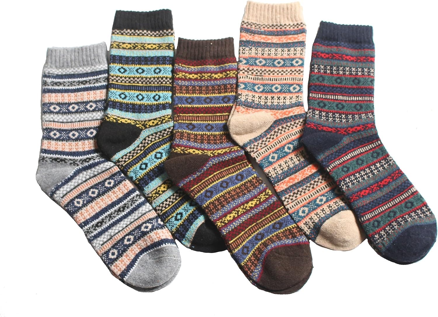 Men's Crew Socks Cotton Casual Socks Comfortable for Work&Hiking - 5 Pairs