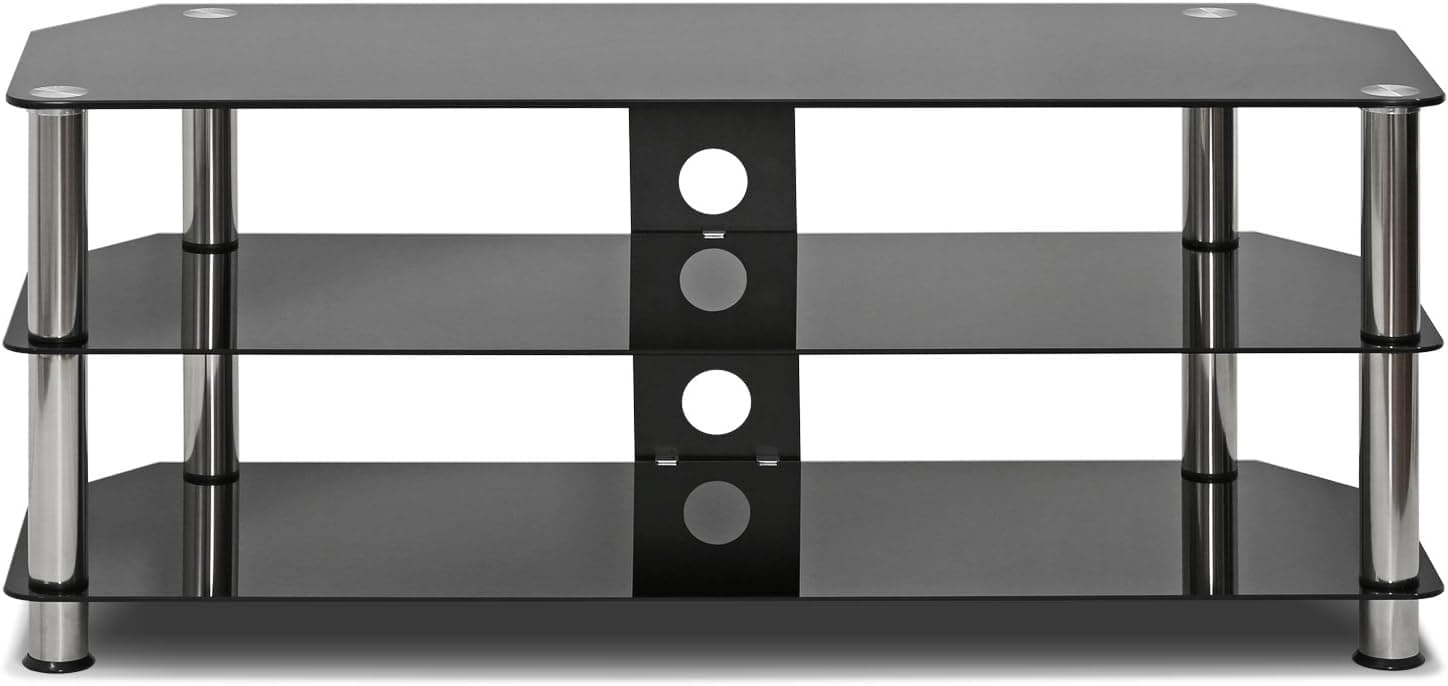 FURINNO Silk Screen Glass Entertainment Center, Rectangle