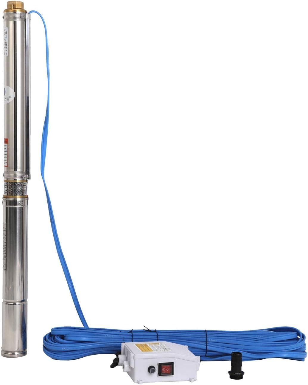 SHYLIYU Submersible Pumps 3" OD Pipe 220-240V/60HZ 0.75KW 1HP Stainless Steel 1" Outlet Submersible Bore Pump Deep Well Pump with Control Box for Farm Irrigation