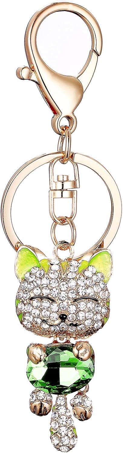 Pro Acme Luxury Rhinestone Metal Cat Keychain Crystal Bag Charm