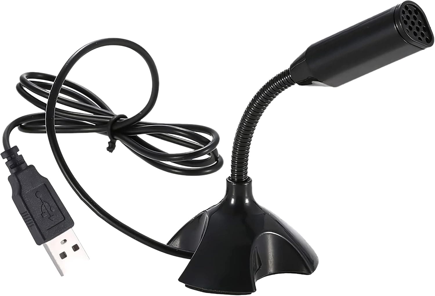 Mini USB Microphone for Desktop Computer and Laptop,Portable USB Condenser Mic With Adjustable Stand,Compatible with PC/Mac,Plug & Play,Ideal for Meeting,Online Class,Games,Remote work(Black)