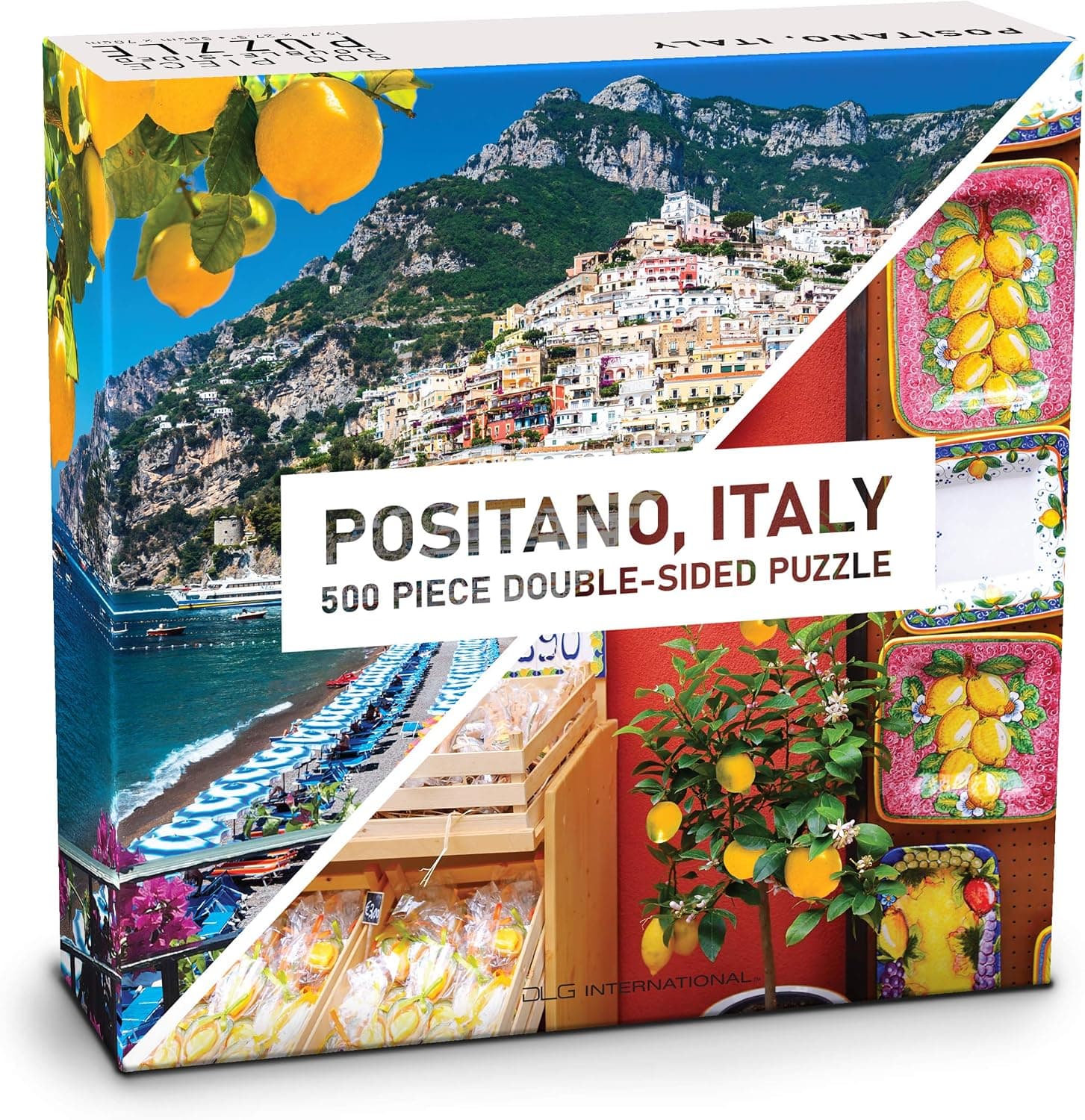 Puzzles for Adults 500 Piece | Jigsaw Puzzles | Double Sided Positano Beach, Amalfi Coast, Italy | Beach Ocean Landscape Puzzle | 19.7w x 27.5h