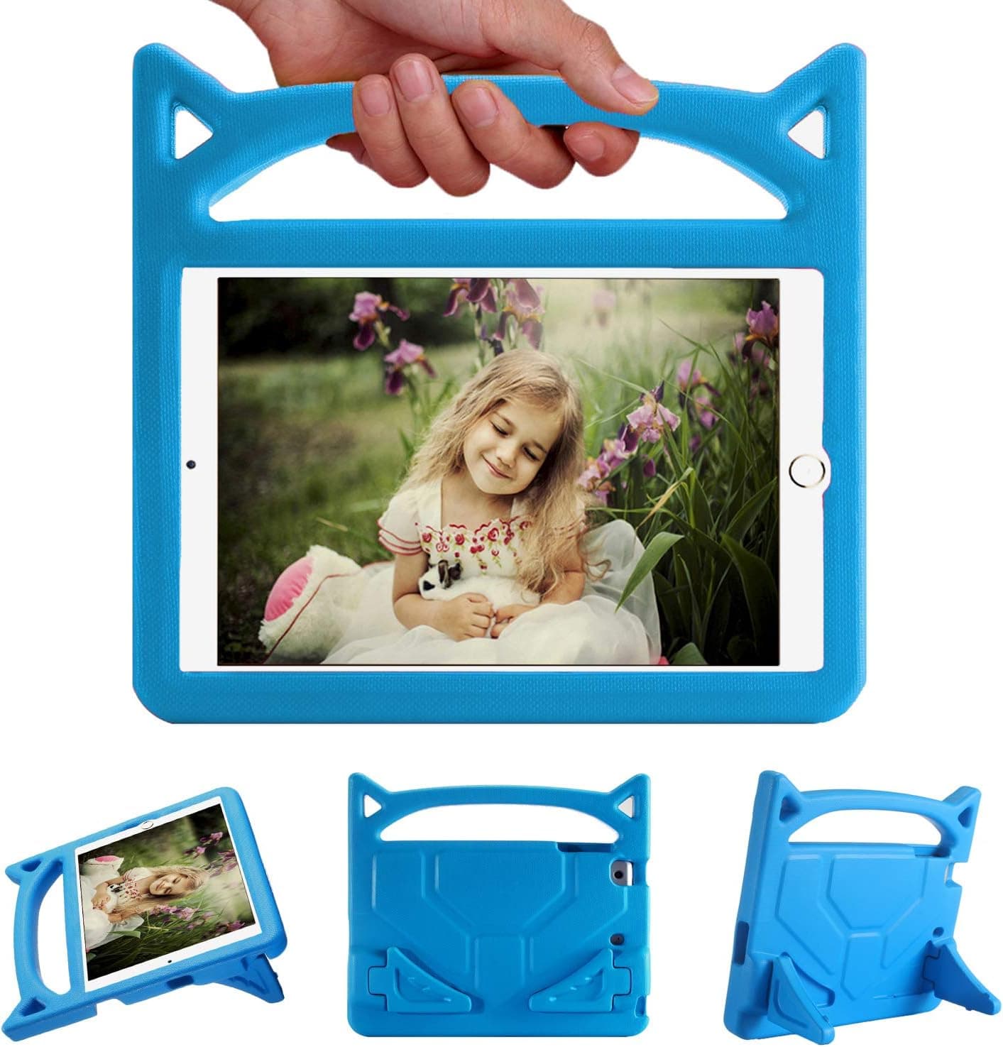 Riaour Kids Case for iPad Mini 5 4 3 2 1 - Light Weight Shock Proof Handle Friendly Convertible Stand Kids Case for iPad Mini 5 (2019), Mini 4, iPad Mini 3rd Generation, Mini 2 Tablet(New Blue)