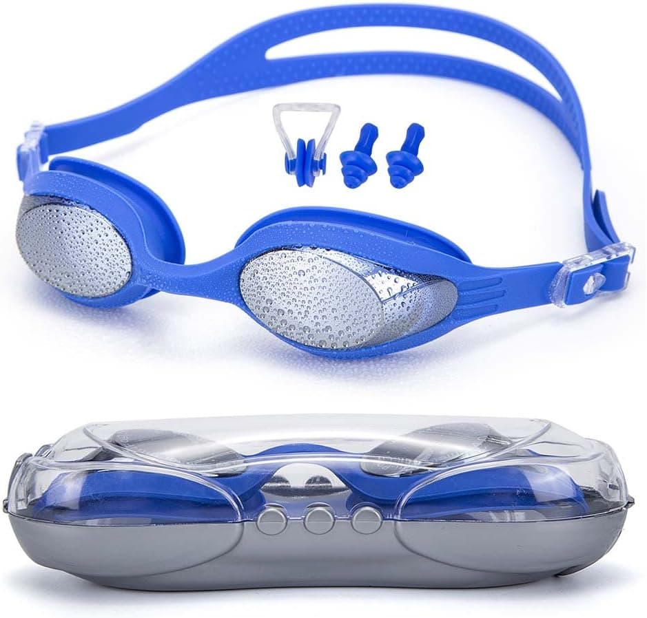 MAIMAI Swimming Goggles, Triathlon Swim Goggles, Anti-Fog Anti-UV，Sealed Waterproof Goggles Protection Equipment + Nose Clip + Earplugs