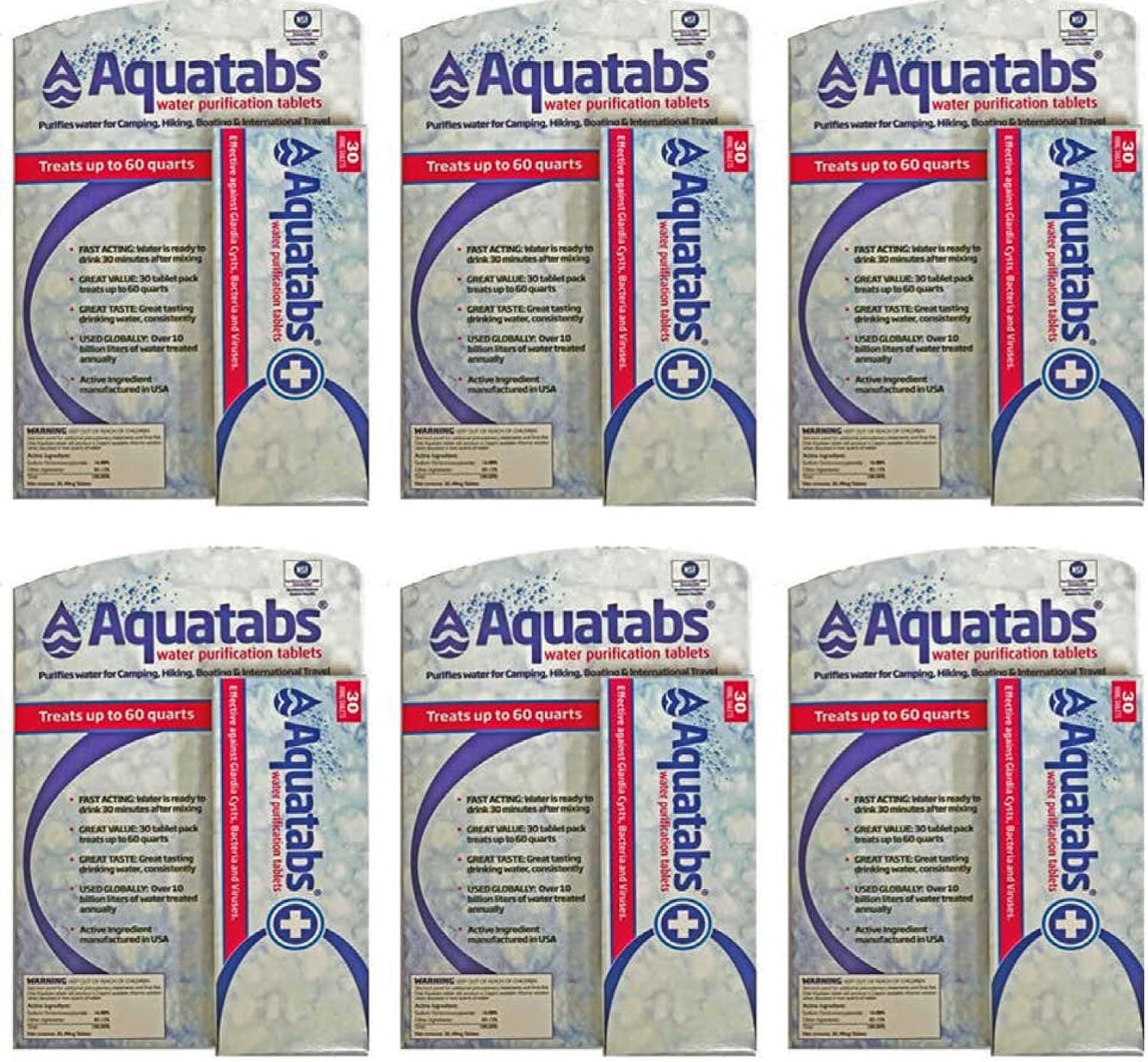 Aquatabs 180 Water Purification Tablets 180 (Pack 6) (Boxes of 30)