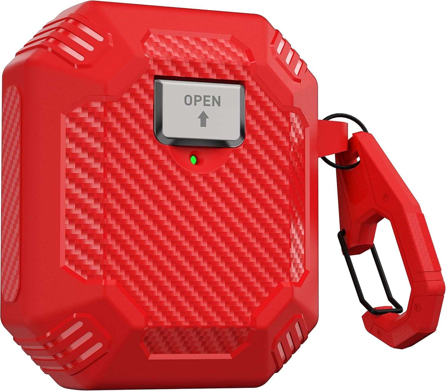 Winproo Armor Airpods 2nd & 1st Generation Case Cover with Lock Clip, Military Hard Shell Full-Body Shockproof Protective Case Skin with Keychain for Airpods 2nd & 1st Gen (Red)