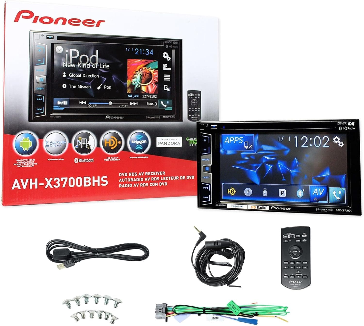 Pioneer AVH-X3700BHS 6.2" DVD/CD Monitor+Bluetooth/USB/Siri+License Plate Camera