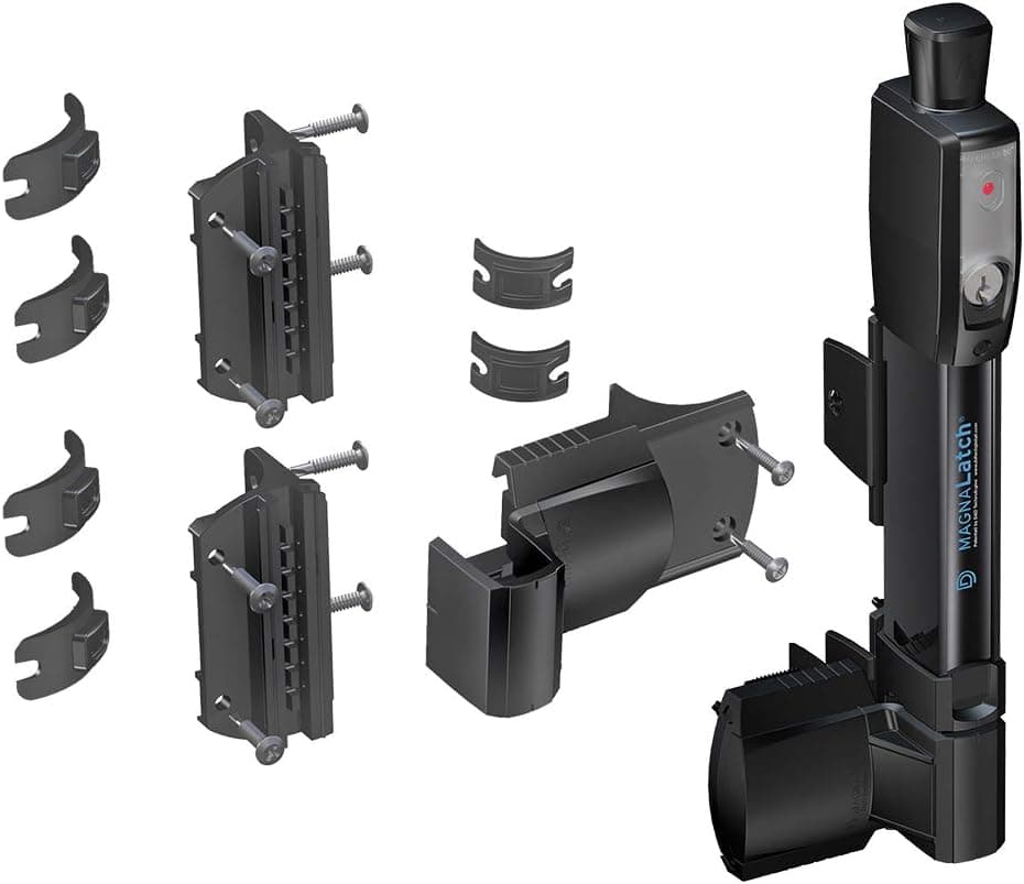 D&D Technologies ML3VPKA+ML3RPK MagnaLatch Vertical Pull for Round Posts, Child & Pet Safety Magnetic Gate Latch
