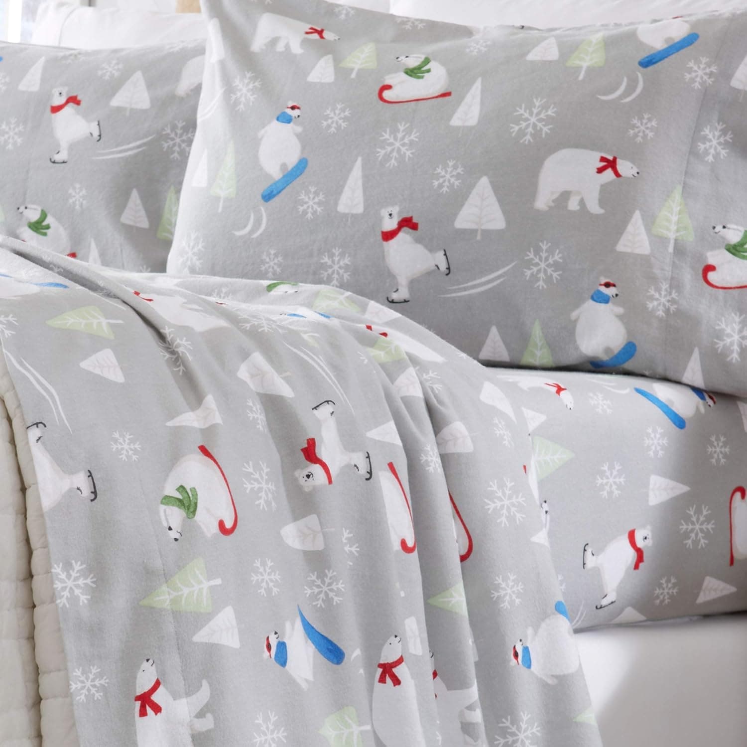 Home Fashion Designs Flannel Sheets Queen Winter Bed Sheets Flannel Sheet Set Polar Bears Flannel Sheets 100% Turkish Cotton Flannel Sheet Set. Stratton Collection (Queen, Polar Bears)