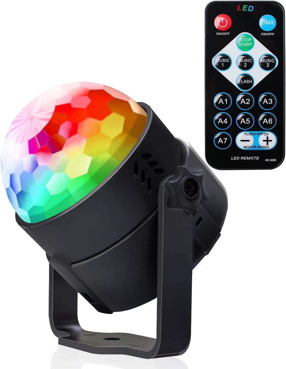 Party Lights Disco Ball，Sound Activated Party Lights with Remote Control Dj Lighting，7 Colors with Remote Control Disco Ball Lamps (1 pc)