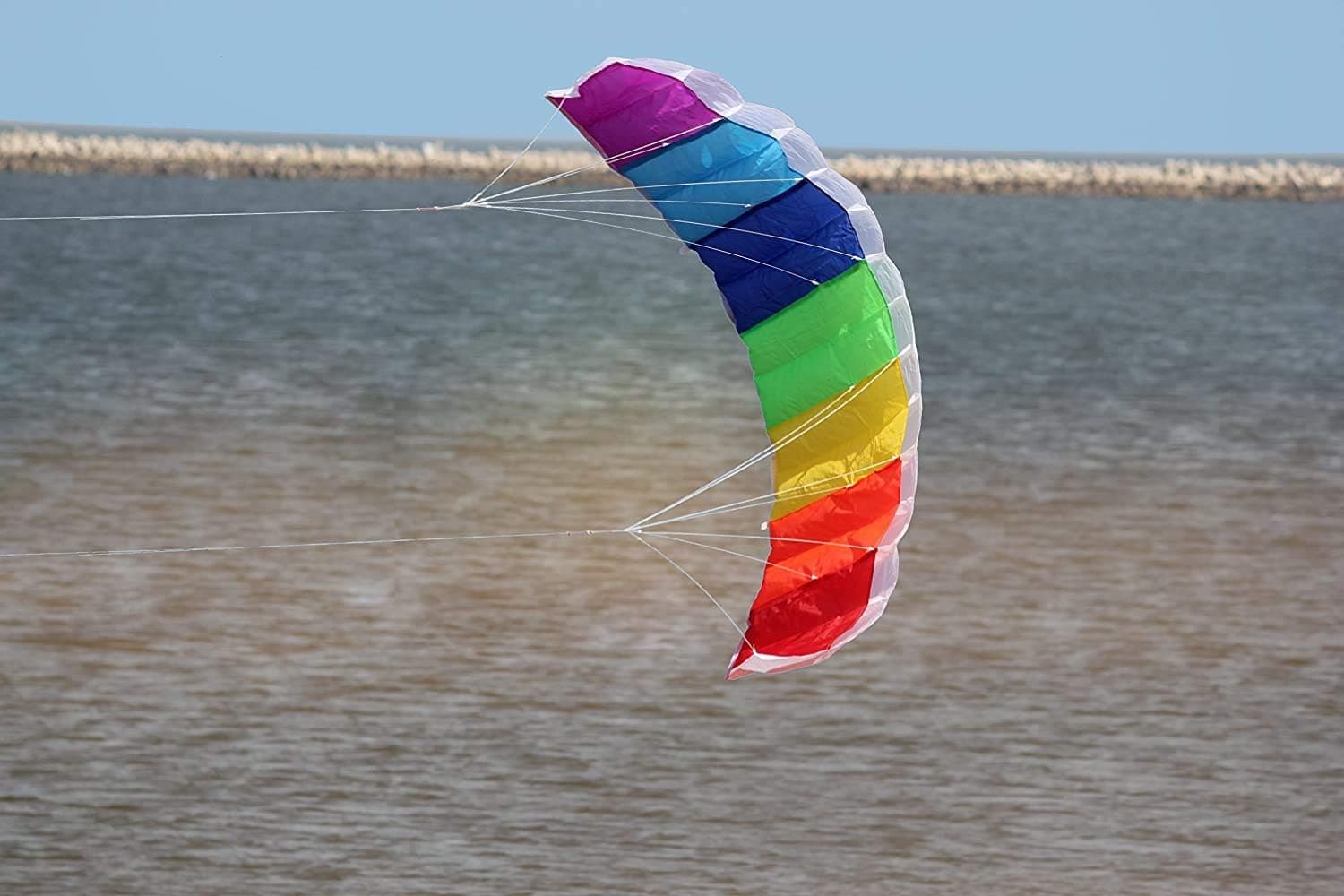 Sutekus Rainbow Kites 55" Dual Line Power Kite Stunt Kite Outdoor Fun Toys Snow Kiting Parafoil Parachute Surfing Beach Kites