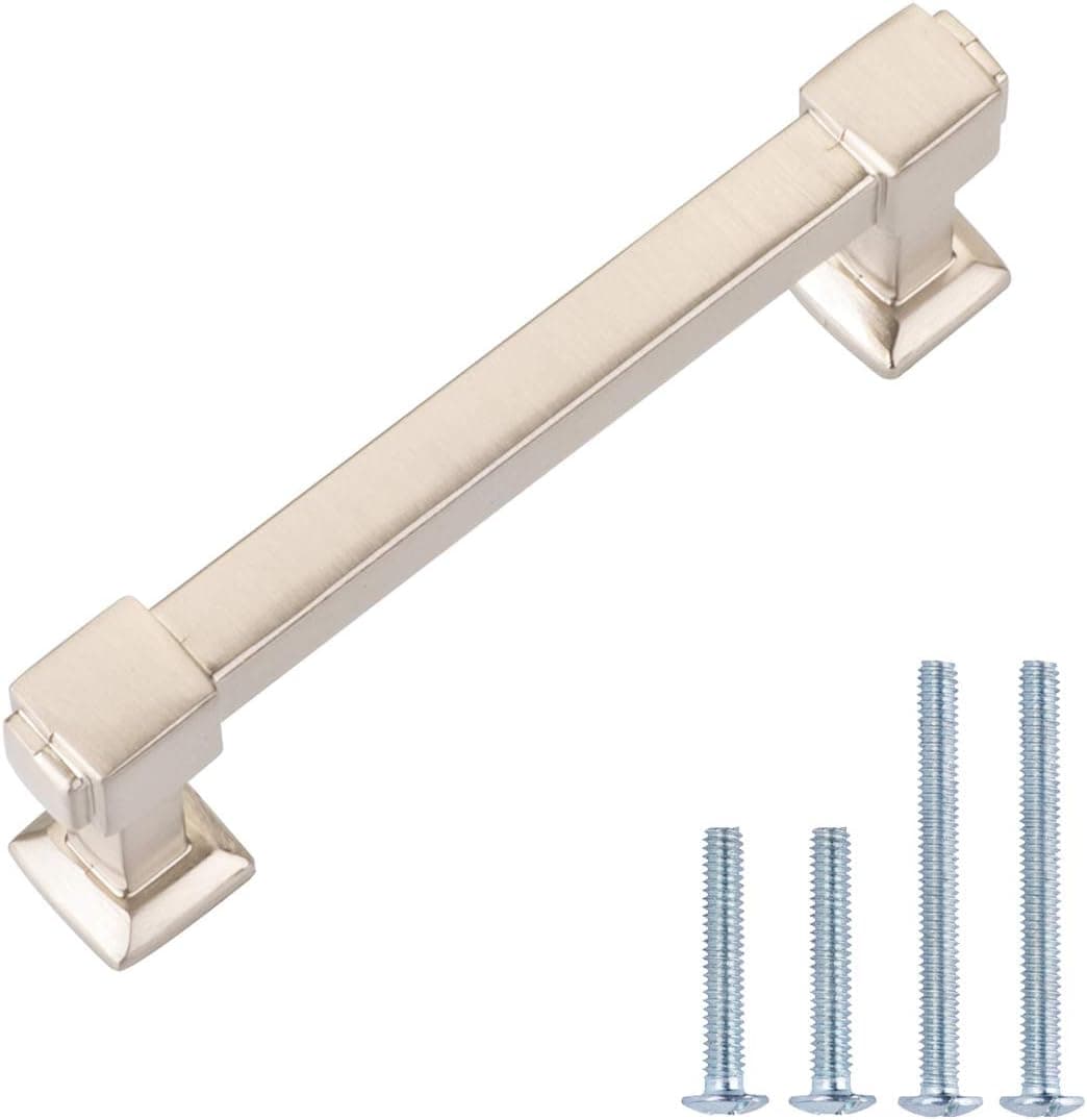 Austin & Mills AM-CH102, Satin Nickel, Modern Square Cabinet Pull, 5-Pack
