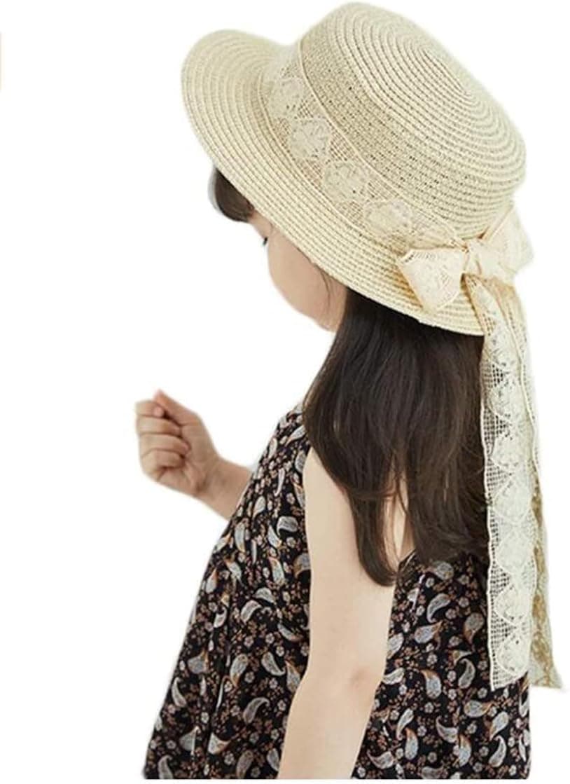 Little Girl Kids Summer Straw Hat,Toddler Girls Wide Brim Floppy Beach Sun Visor Hat,Girl's Sun Hat (2-4 Years, Beige)