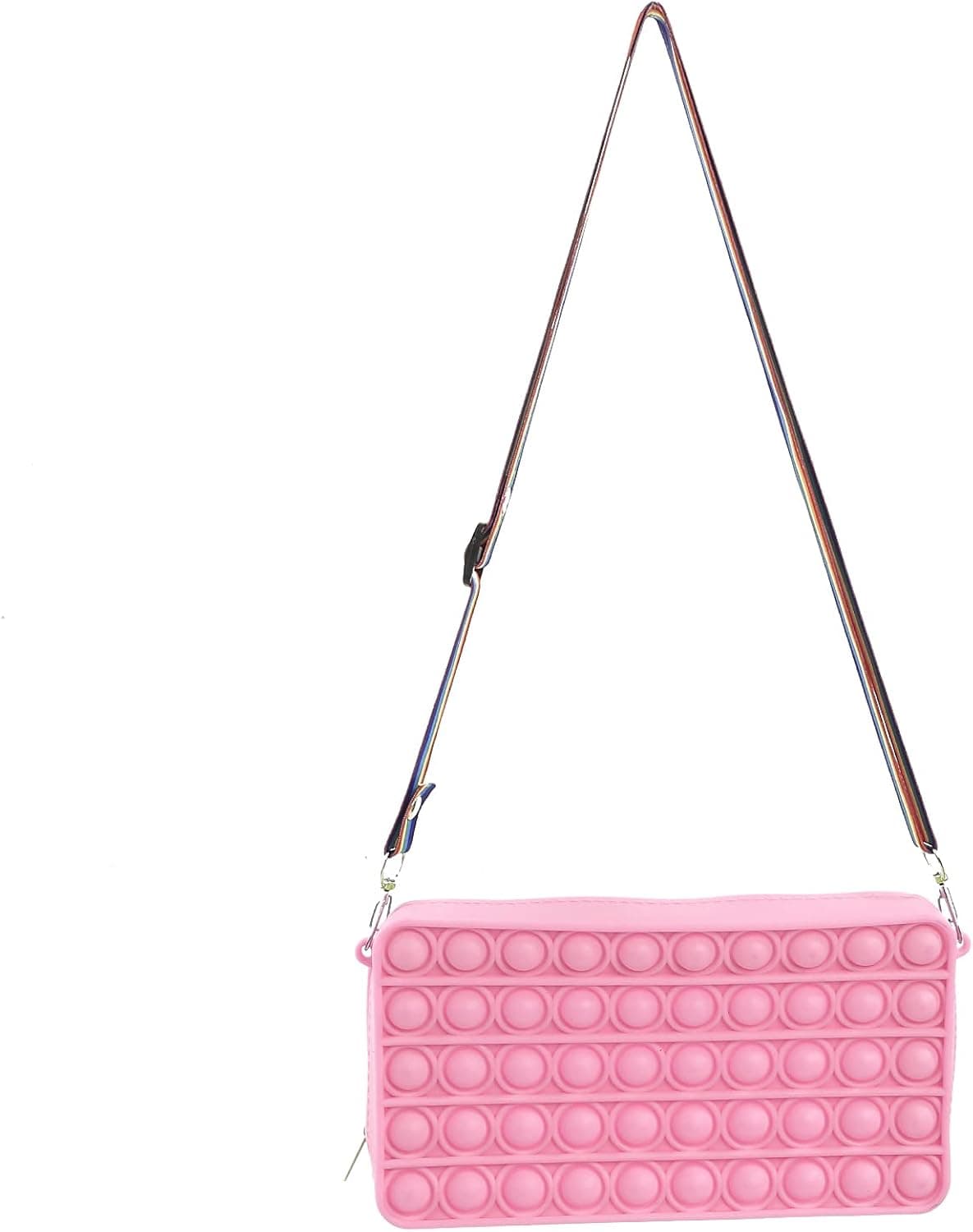 Luckinbaby Pop Fidget Toys It Crossbody Purse Bags for Women Girls, Push Bubble Fidget Sensory Toys Crossbody Handbag Shoulder Silicone Bag Stress Release Toys Small Purse(Cross Body Handbags-Pink)