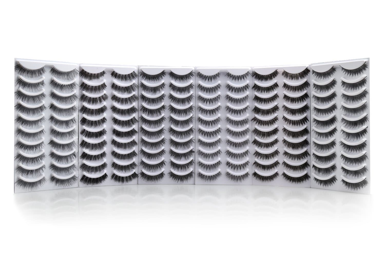 Bella Hair False Eyelashes Variety Pack, 60 Pairs Reusable Handmade Fake Eyelashes in 6 Styles, Specialized Natural Soft, Criss-Cross, Wispies Lashes for Daily, Casual Events, Daytime Outings and More