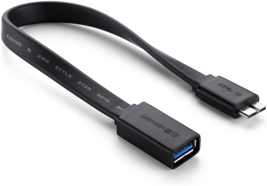 UGREEN Micro USB 3.0 OTG Cable Flat On The Go Adapter Micro USB to USB Female for Android Samsung Galaxy S5, Note 3, Note Pro 12.2, Tab Pro 12.2, Lenovo Yoga 8, 8 inch Black