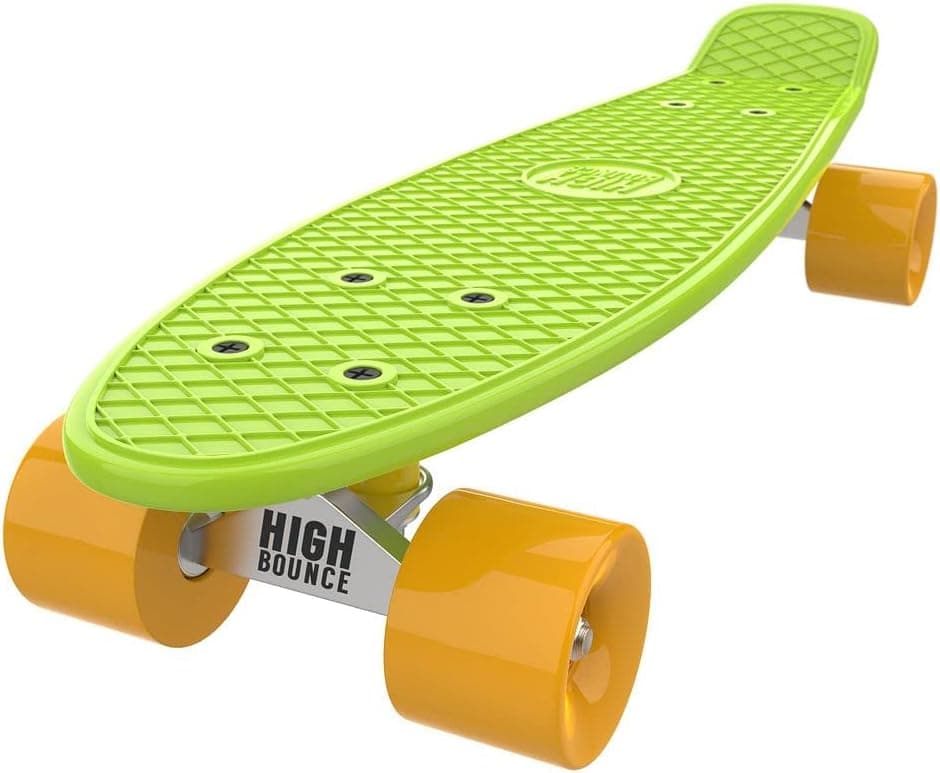 High Bounce Skateboard 22-inch Complete - Retro Mini Cruiser for Kids Boys Girls, ABEC 7 Bearings and PU Wheels