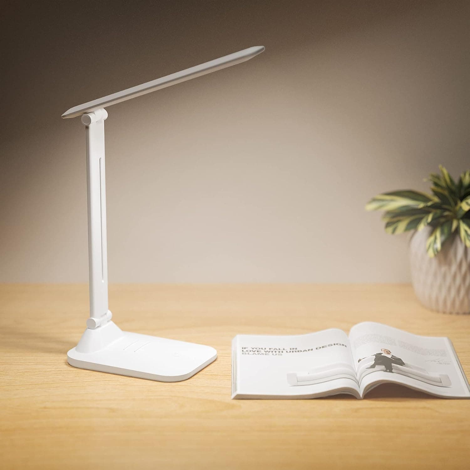 LED Desk Lamp, Touch Control Desk Lamp, Eye-Caring Table Lamp, Small Desk Lamp with 3 Color Modes and Stepless Dimmer, Foldable 7W Desk Lamp