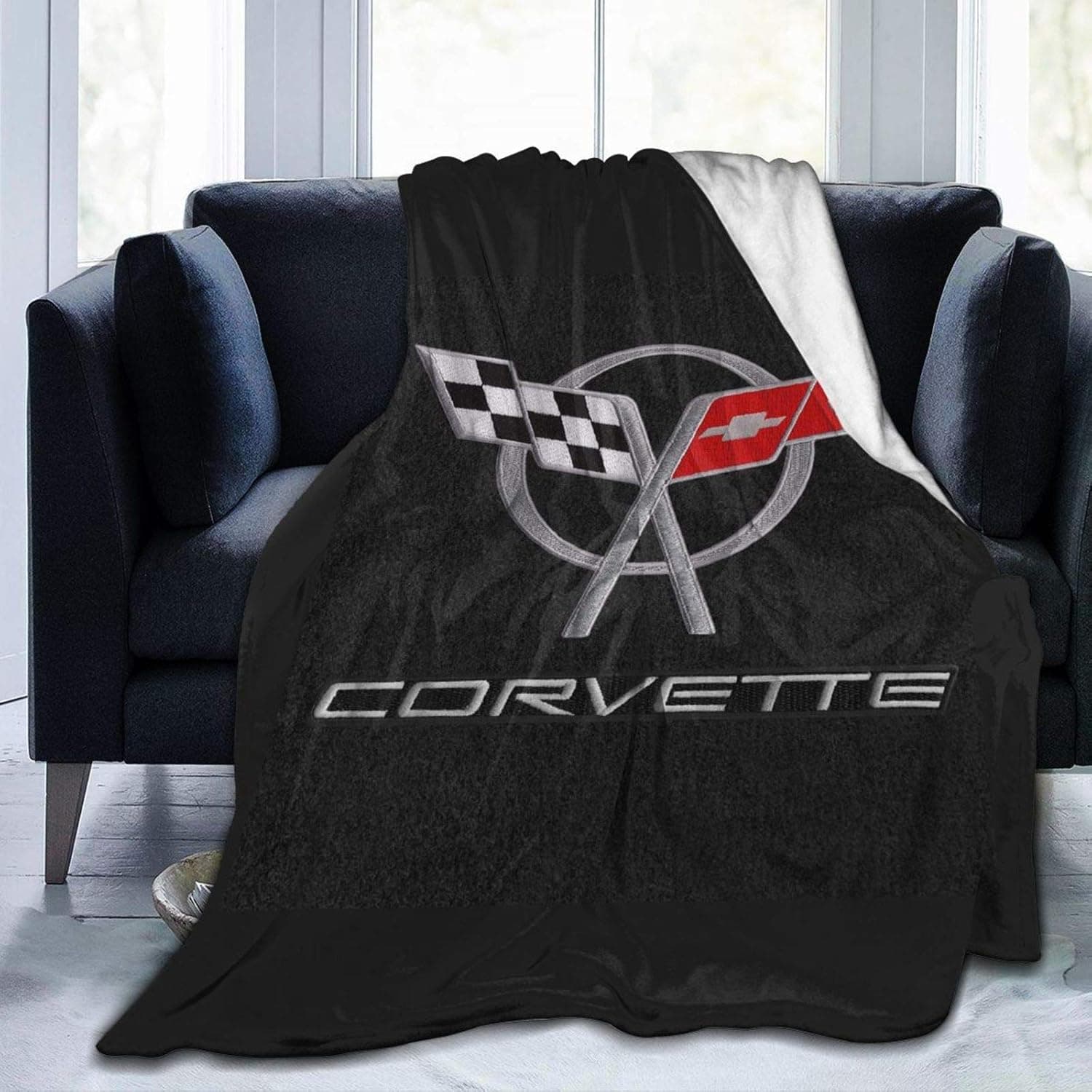 Corvette Logo Ultra-Soft Micro Fleece Blanket Throw Modern Lightweight Durable for Living Room Bedroom 40in50in