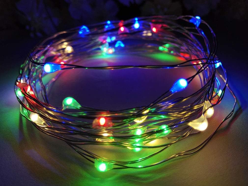 Viewpick 4m 40 LEDs Multicolor Fairy Lights Silver Wire String Lights AA Battery Powered Led String Starry Light for Outdoor Decorative Halloween Christmas Parties Activities