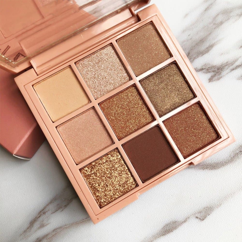 Taykoo Eyeshadow Palette Makeup Cosmetics Diamond Glitter Metallic 9 Color Nude Creamy Pigmented Professional Mini Shadow Kit