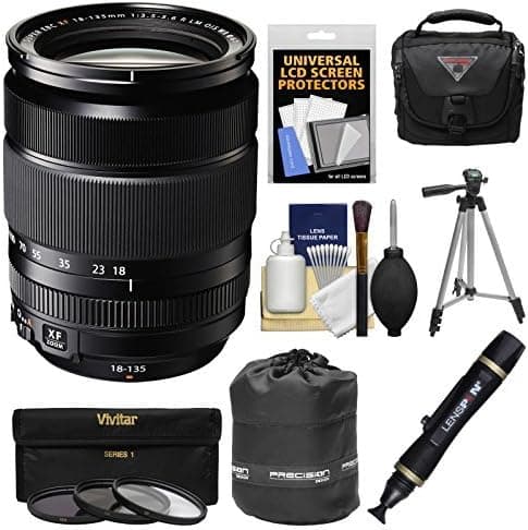 Fujifilm 18-135mm f/3.5-5.6 XF R LM OIS WR Zoom Lens with Case + Tripod + 3 Filters + Kit for X-A2, X-E2, X-E2s, X-M1, X-T1, X-T10, X-Pro2 Cameras