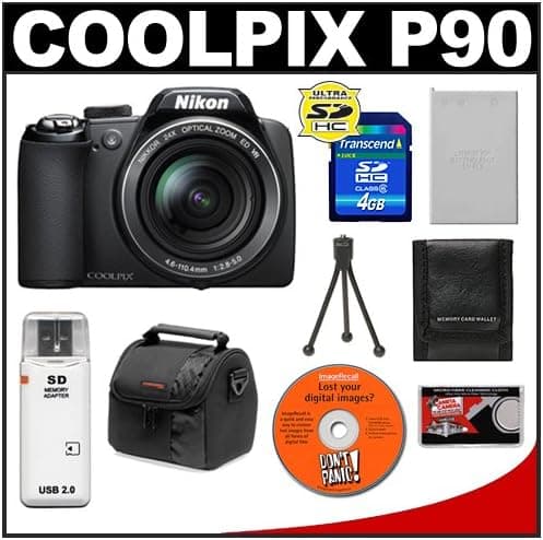 Nikon Coolpix P90 24x Optical Zoom Digital Camera + 4GB Memory Card + EN-EL5 Battery + Cameta Bonus Accessory Kit