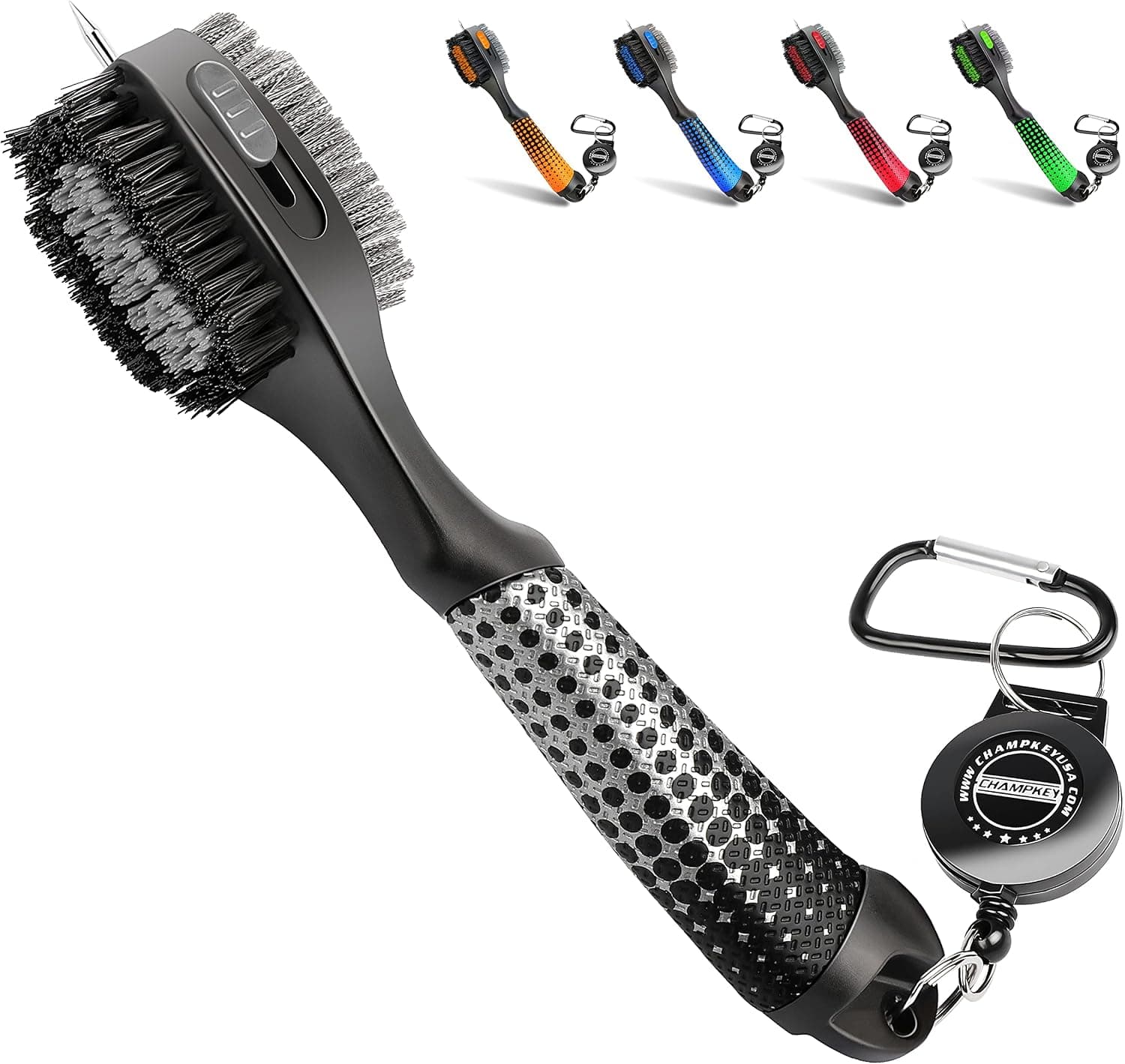 CHAMPKEY Premium Polyurethane Golf Brush Star Series| Oversized Brush Head with Comfortable Grip and Retractable Groove Cleaner Golf Club Brush