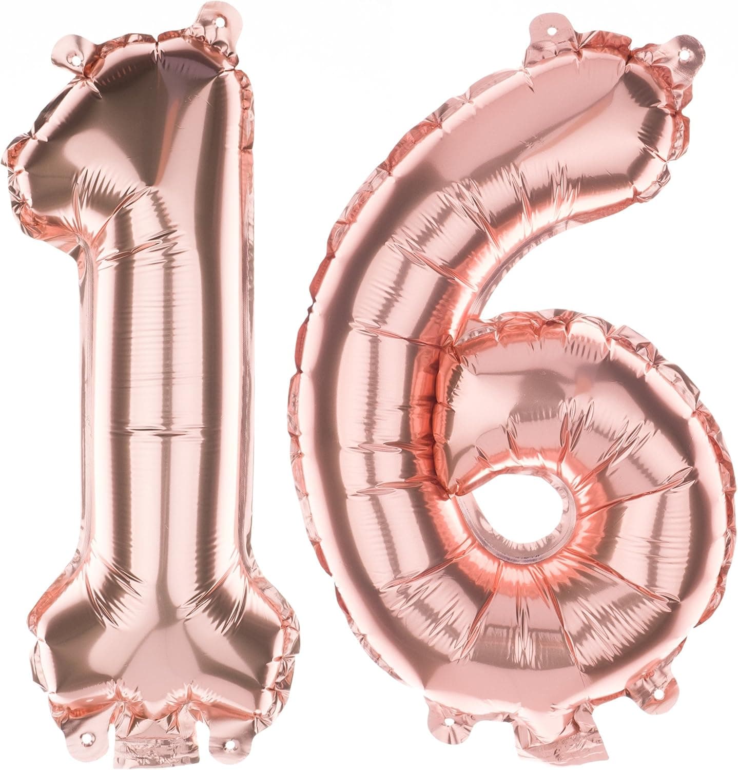Ella Celebration Non-Floating 16 Number Balloons Sweet 16th Birthday Party Supplies Small Decorations (Rose Gold)