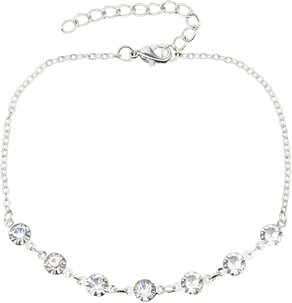 LISMENT (US Shipment Length Adjustable Ladies Anklet, for Ladies Lover Silver Ankle Bracelet Women Anklet for Girls Adjustable Chain Foot Beach Jewelry Valentine's Day Present