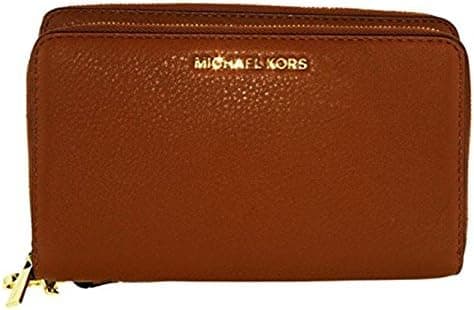 MICHAEL Michael Kors Womens Adele Leather Clutch Wristlet Wallet Brown O/S