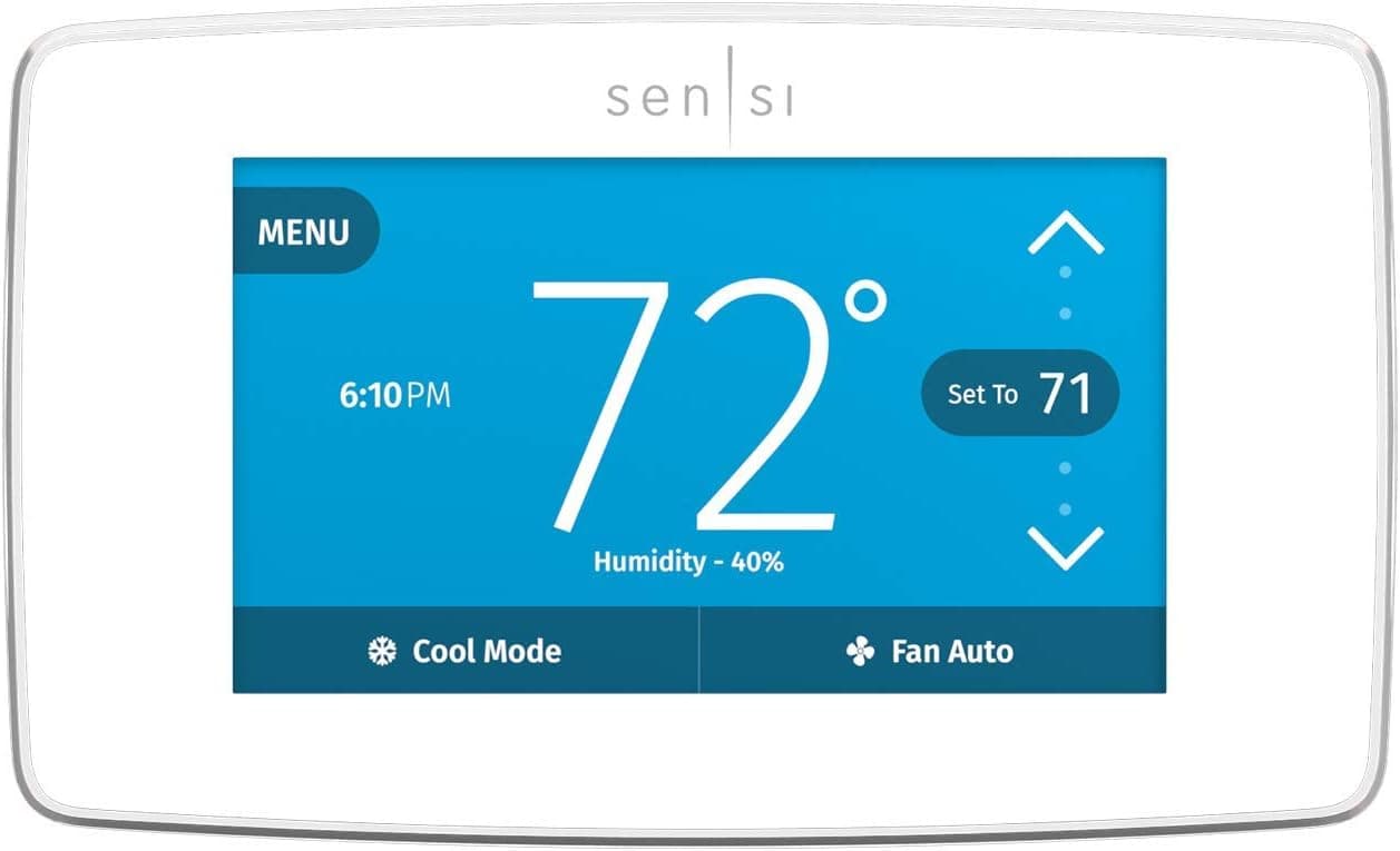 Emerson Sensi Touch Wi-Fi Smart Thermostat with Touchscreen Color Display, Compatible with Alexa, Energy Star Certified, C-wire Required, ST75W (Renewed)