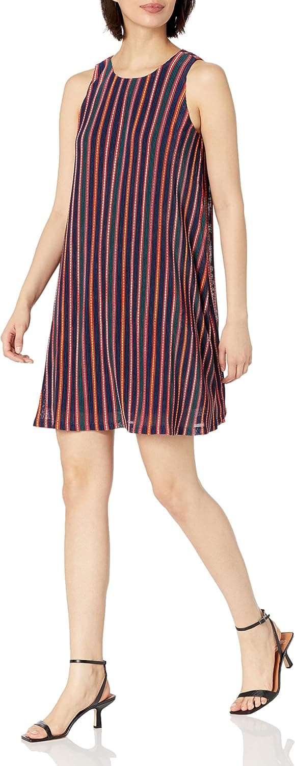 Adrianna Papell Women's Pleated Stripe A-line Dress