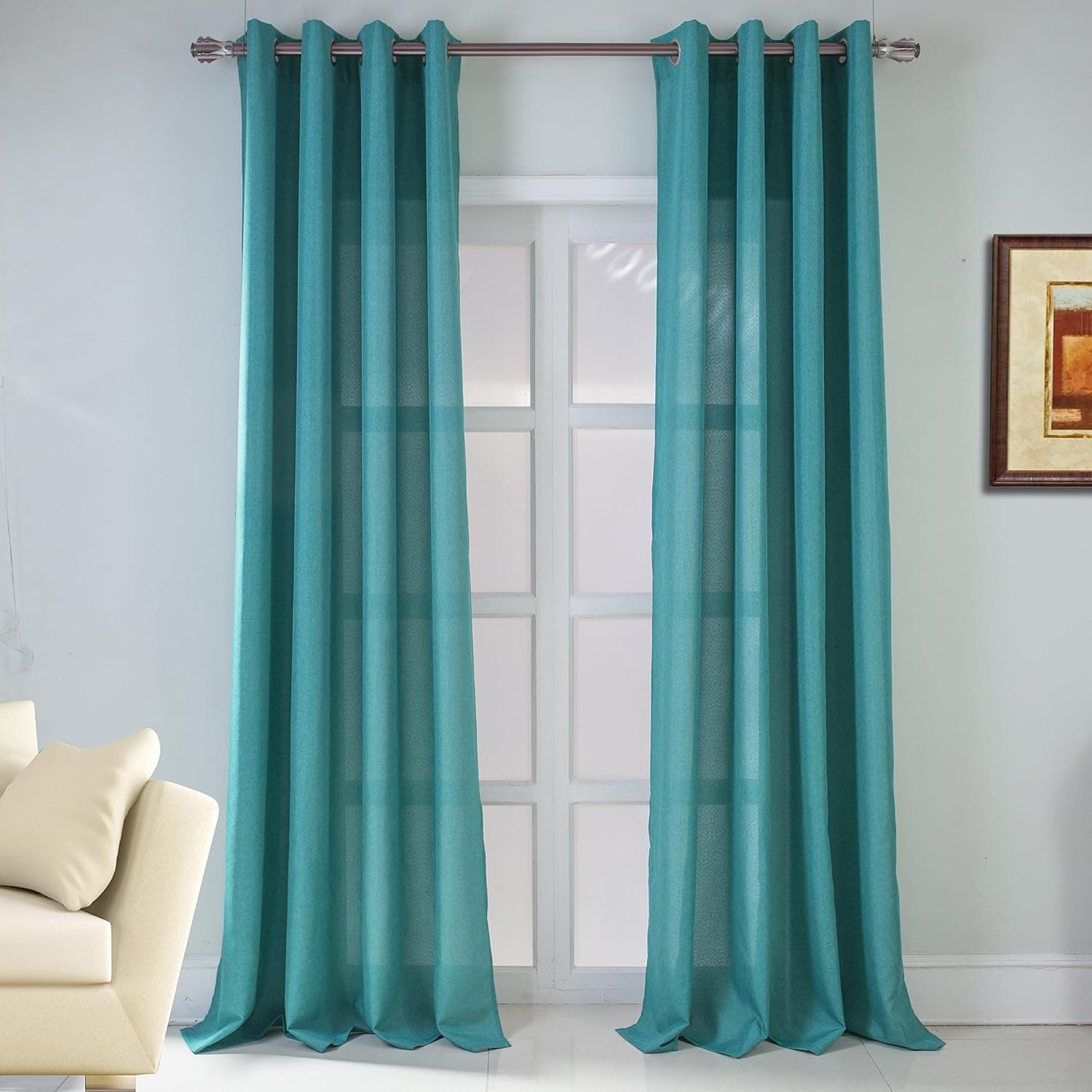 RT Designers Collection Asbury Jacquard Grommet Single Curtain Panel, 54 x 90, Teal