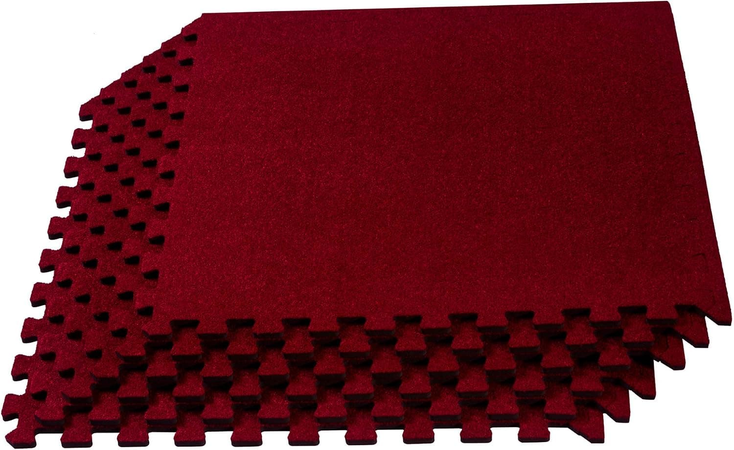 We Sell Mats 3/8 Inch Thick Interlocking Foam Carpet Tiles, Durable Carpet Squares, Anti-Fatigue Support for Home, Office, or Classroom Use, 24 in x 24 in