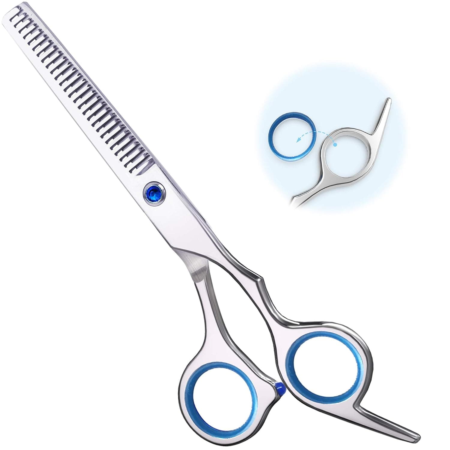 Hair Cutting Scissors, Trimming Texturizing Thinning Shears, Professional Salon Barber Home Haircutting Scissor, Stainless Steel with Separable Finger Inserts (6.0 inches)