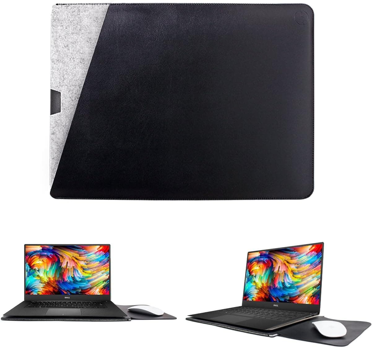 WALNEW 13-inch Sleeve for Dell XPS 13 7390/9300/9305, Protective Dell Sleeve Case Dual Pocket for 13" Dell XPS New 13" Dell XPS 13" 2-1 Cover Bag, Black