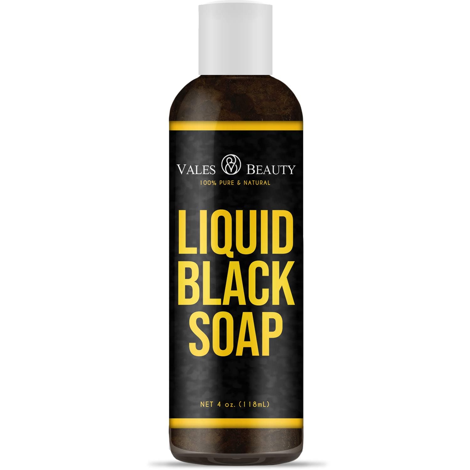 Raw African Black Soap Liquid 4 oz - 100% Natural For Acne, Dry Skin, Scars, Burns, Rashes, Face & Deep Body Wash